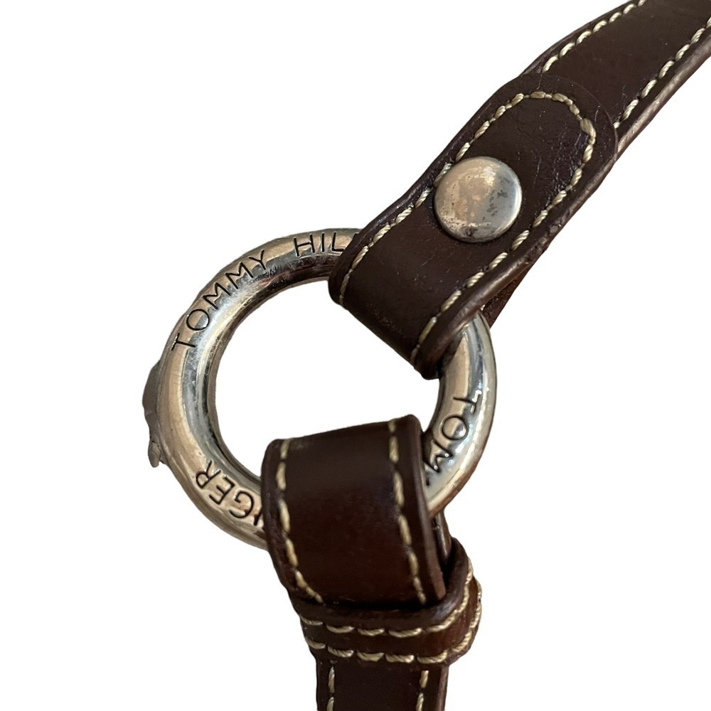 Tommy Hilfiger Brown Quilted Corduroy Small Bag with Leather and Silver Accents - Picture 7 of 12